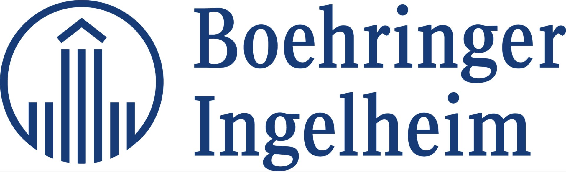 A blue and white logo for boehringer ingelheim