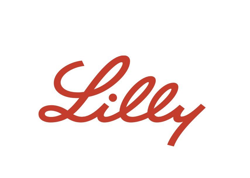 A red lilly logo on a white background
