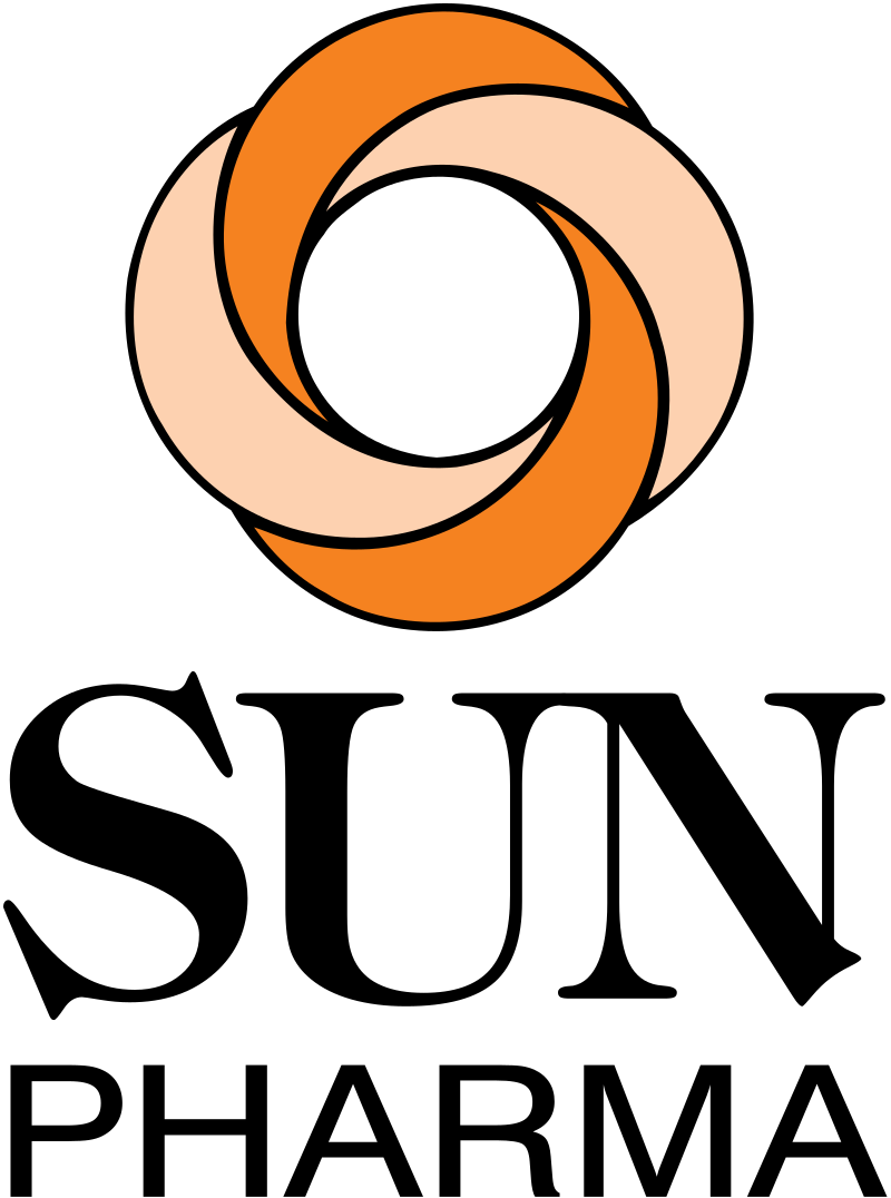 The sun pharma logo has a swirl in the middle of it.