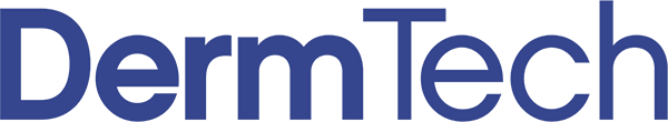 The word dermtech is written in blue on a white background.