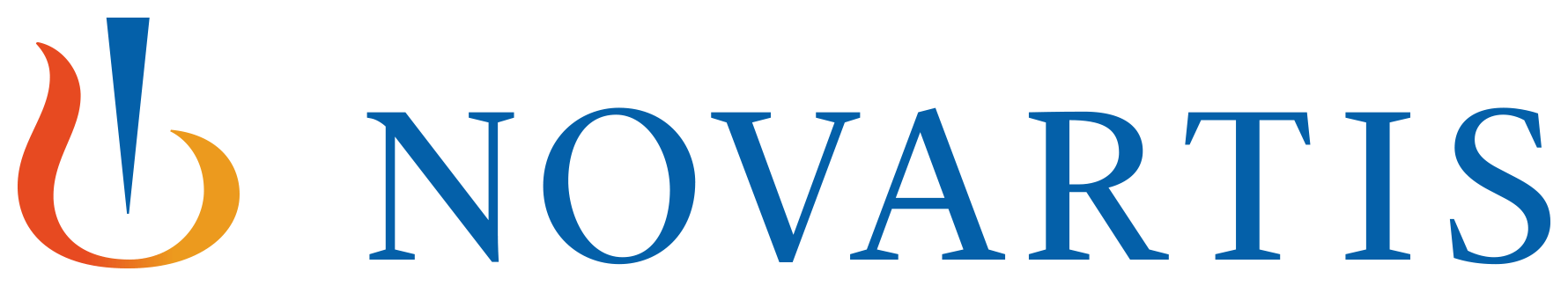 A logo for a company called novartis with a flame in the middle