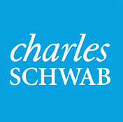 The logo for charles schwab is on a blue background.