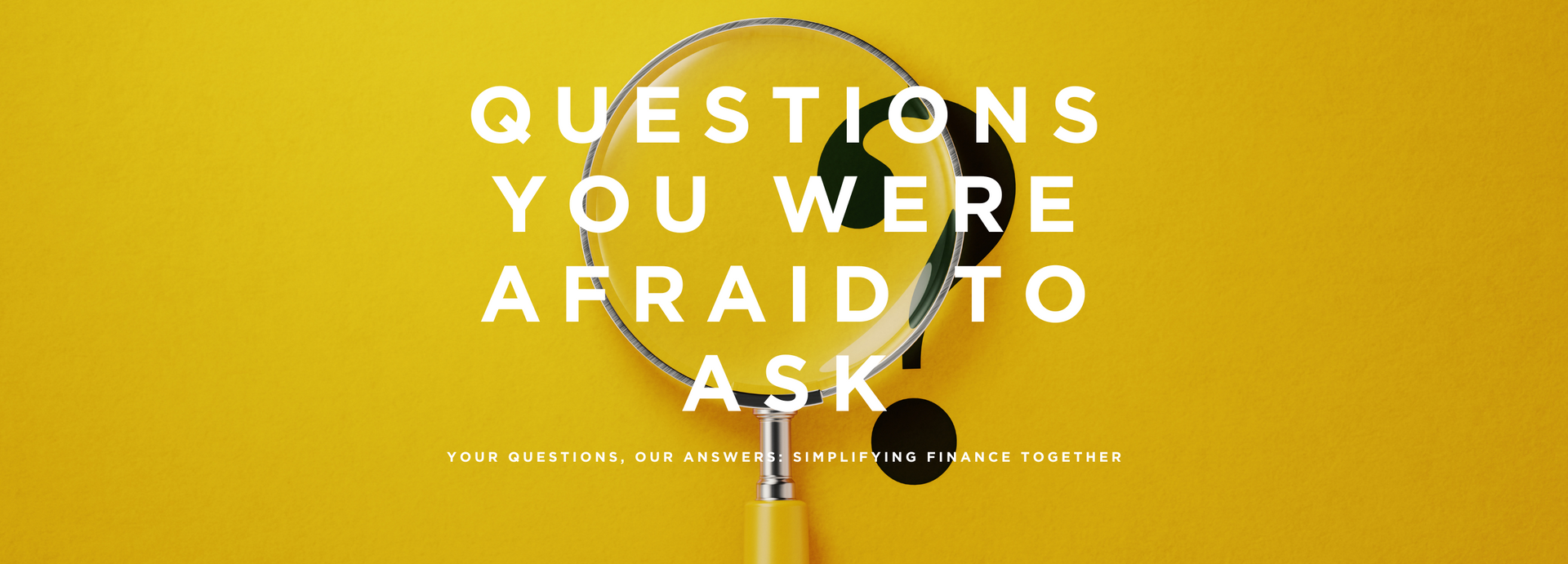 A magnifying glass with a question mark on it on a yellow background.