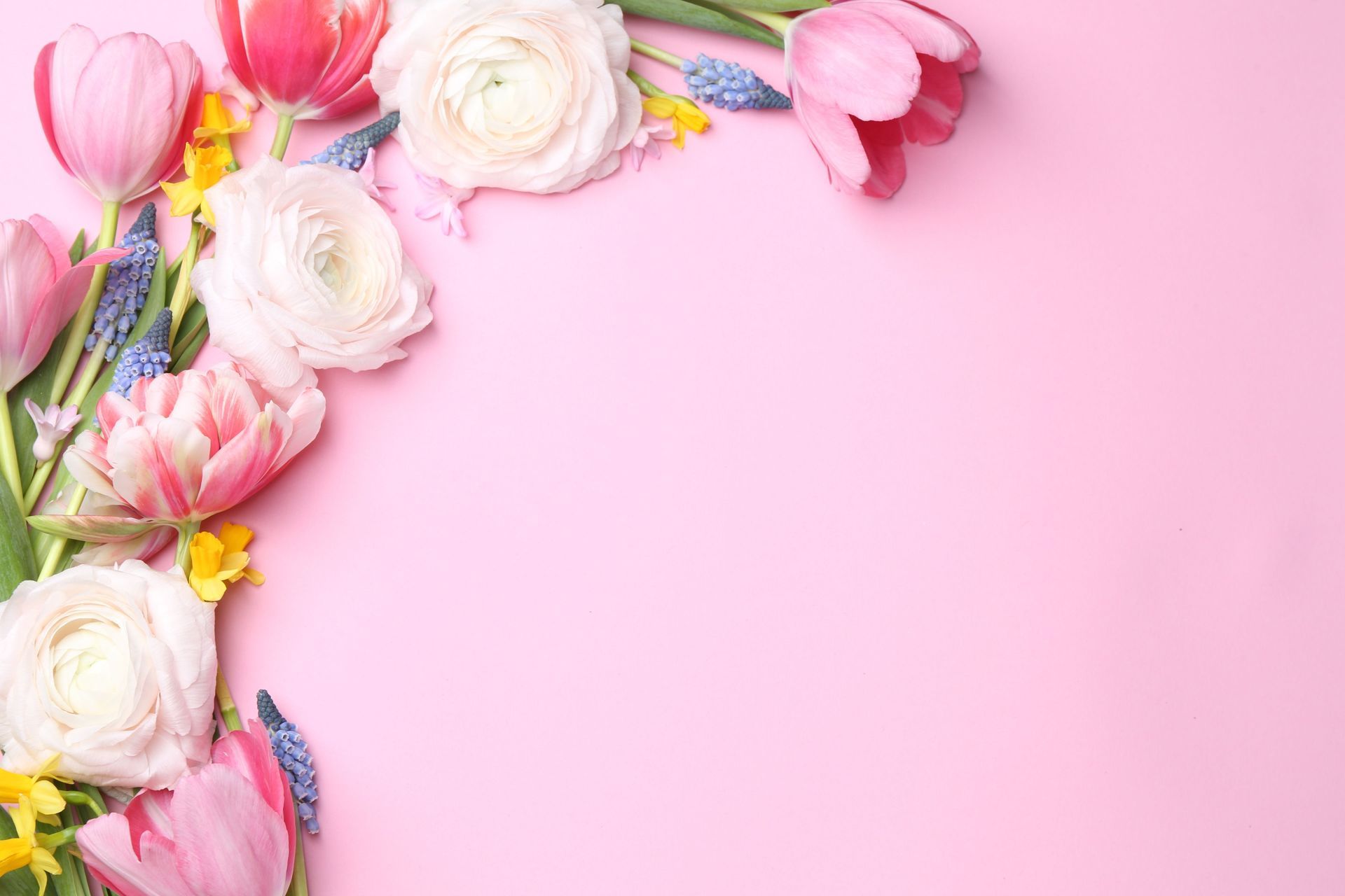 Mother's Day flowers on pink backdrop