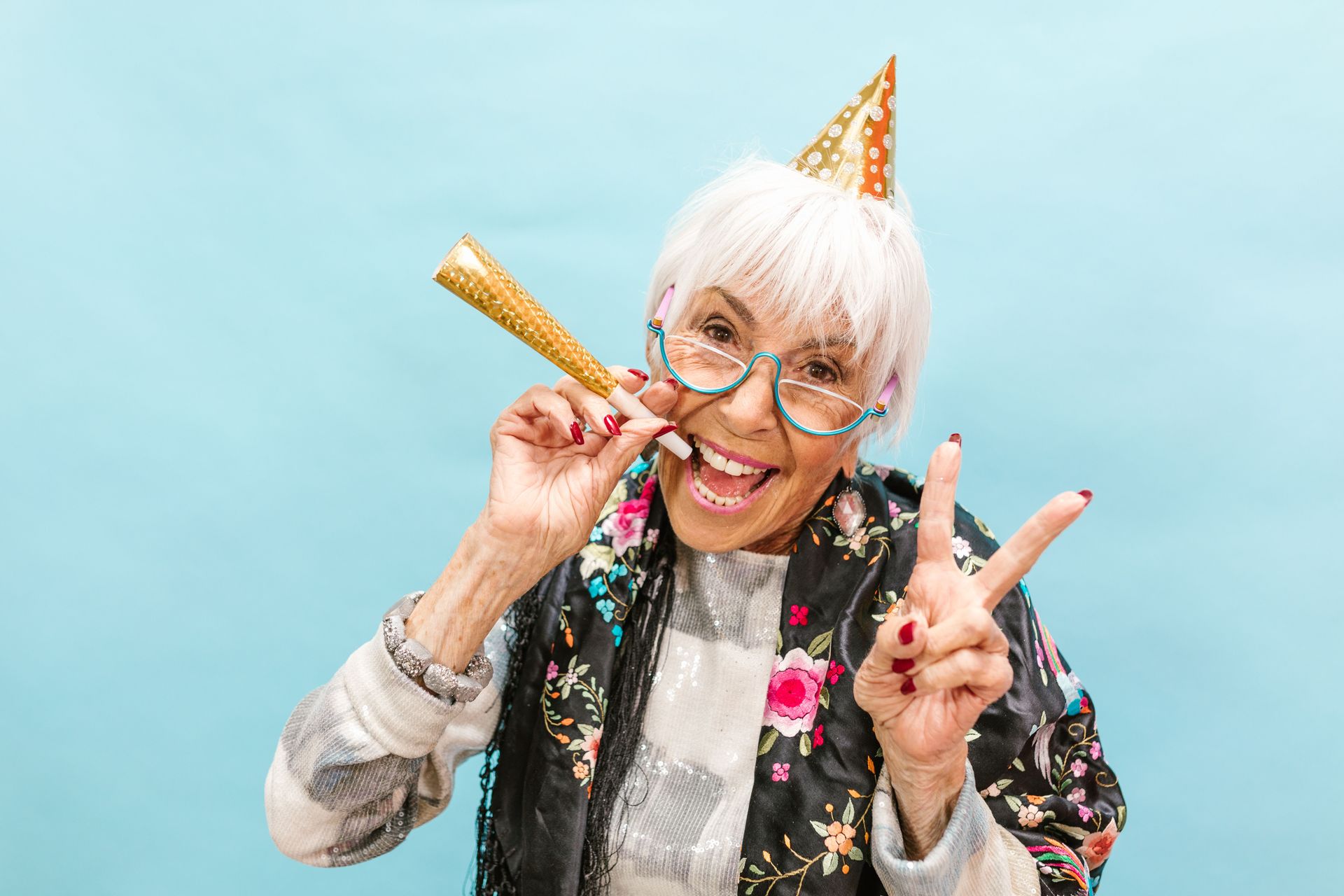 Stock photo of woman celebrating