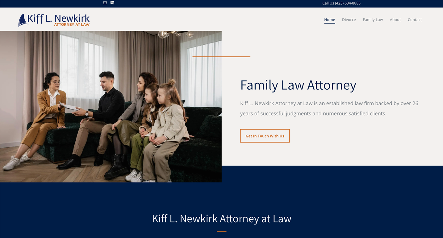 Family law attorney meeting with a family in a living room setting.
