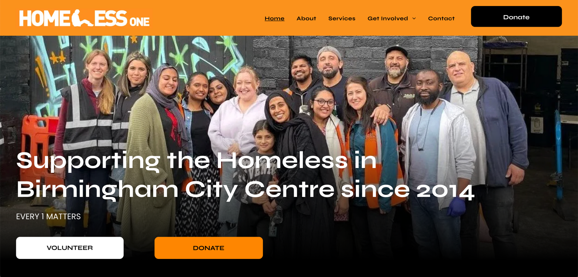 Group of people posing, supporting the Homeless in Birmingham City Centre since 2014.
