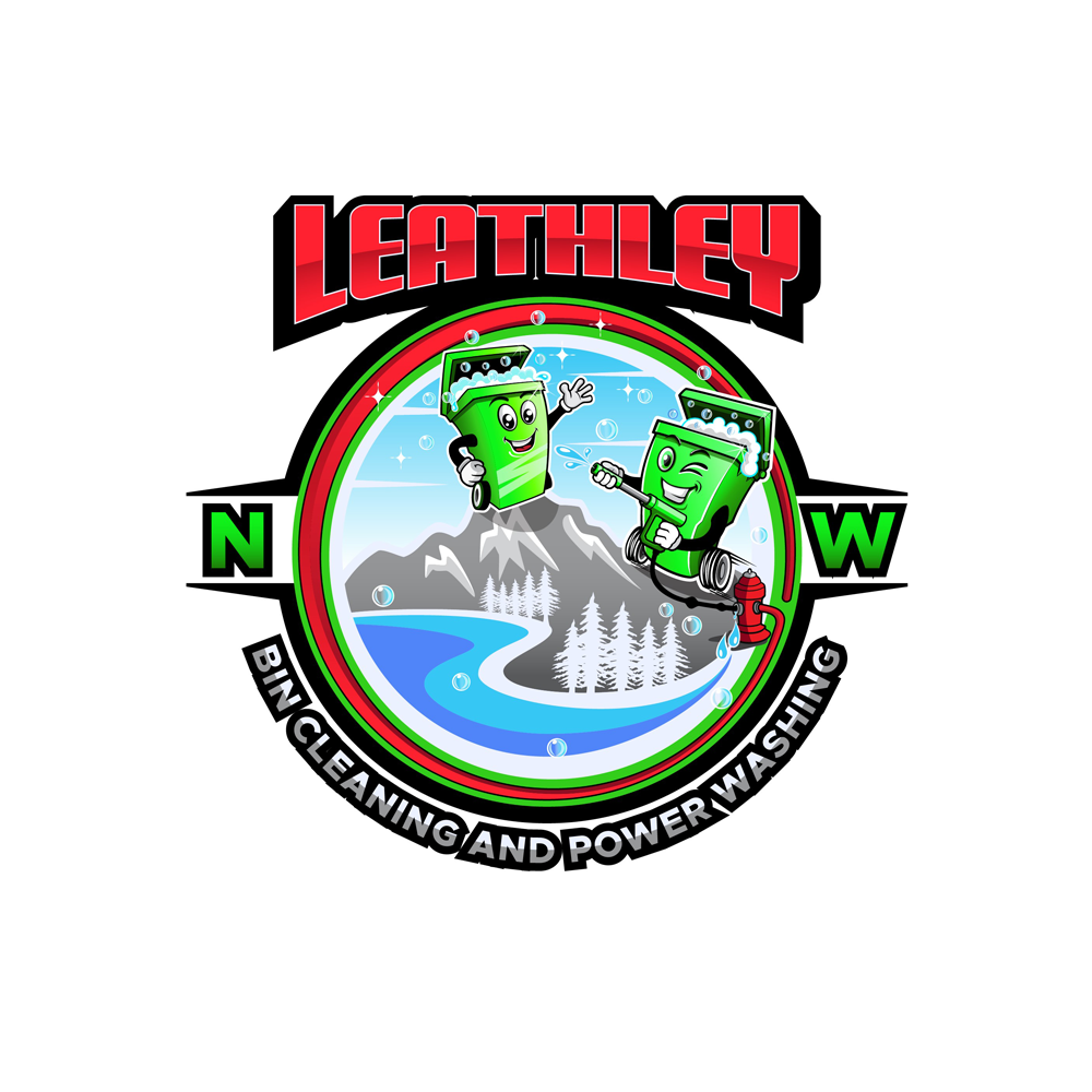 A logo for a company called leathley bin cleaning and power washing.