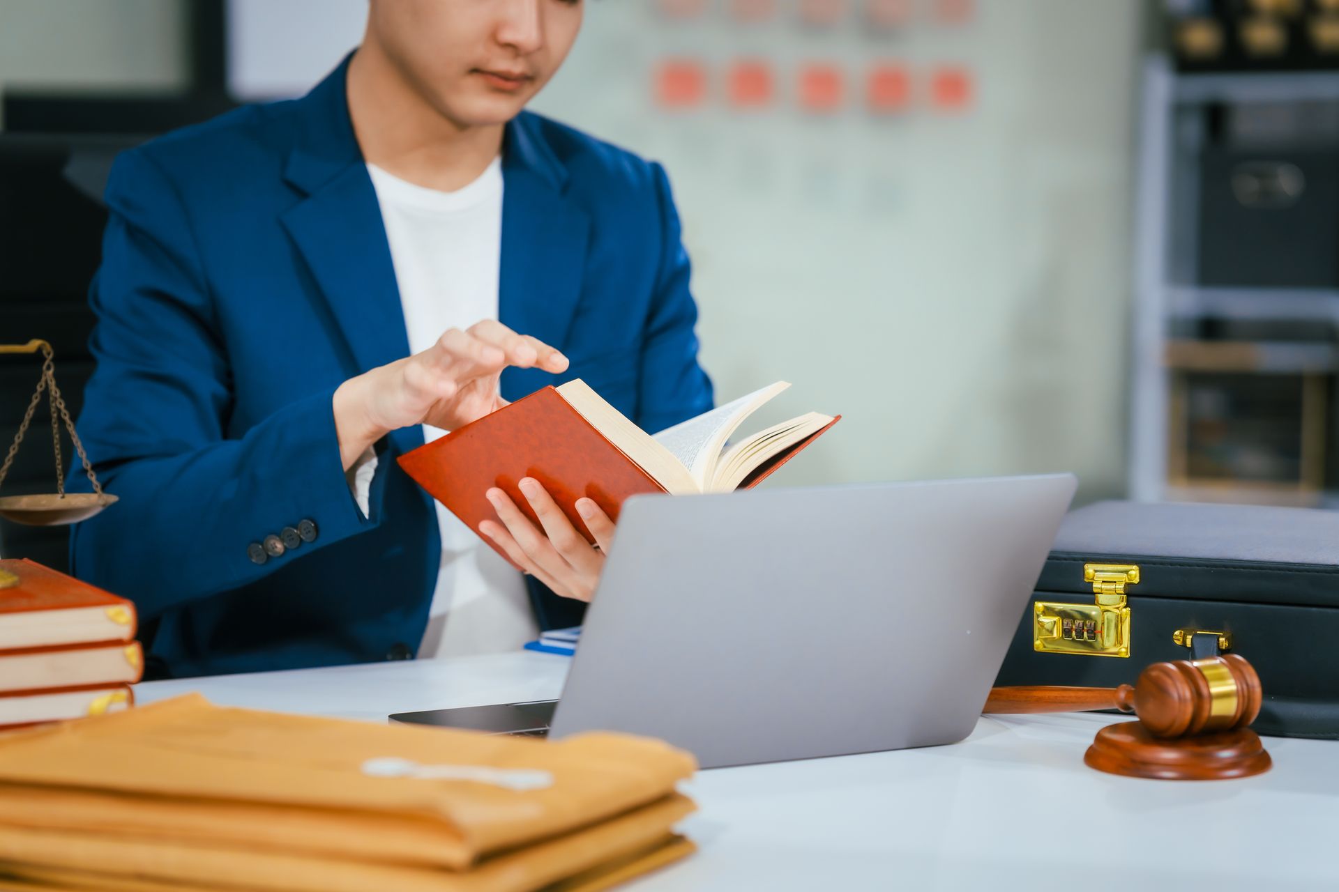 Online Mediation session with a professional in an office. Online Mediation session with a professional in an office.
