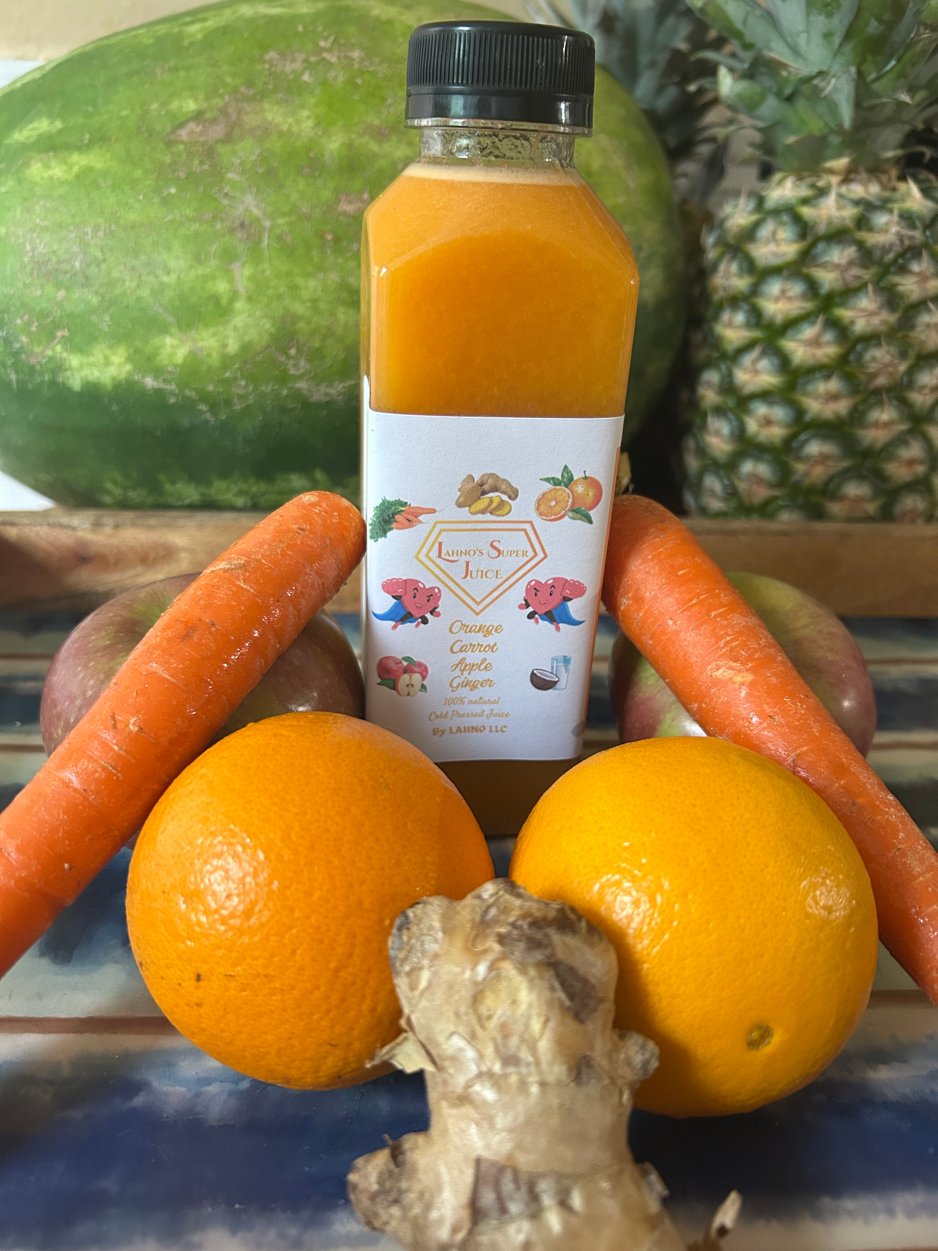 Orange Carrot Apple & Ginger Cold Pressed Juice 12oz, 33oz or 12oz 6 pack