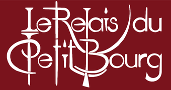 A red and white logo for le relais du petit bourg