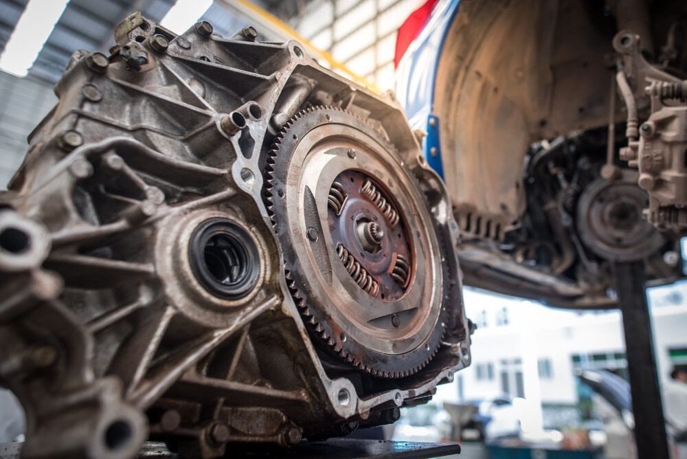 A Close up Of a Gearbox on A Car in A Garage — Coast Mechanical Services In The Entrance, NSW