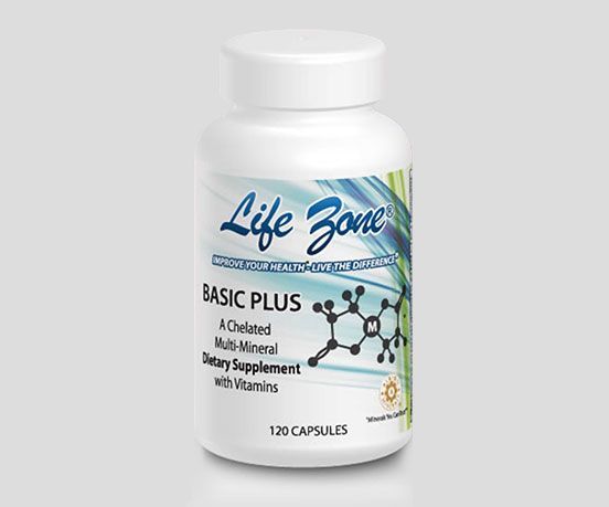 A bottle of life zone basic plus dietary supplement