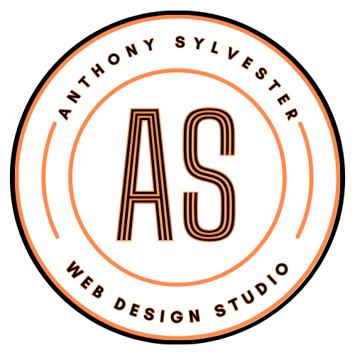 Anthony Sylvester Web Design Studio logo with orange and black circular monogram