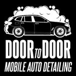 Black-and-white logo of a car being washed, with text “DOOR TO DOOR MOBILE AUTO DETAILING”