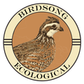 Birdsong Ecological logo with a brown quail in a tan circular emblem