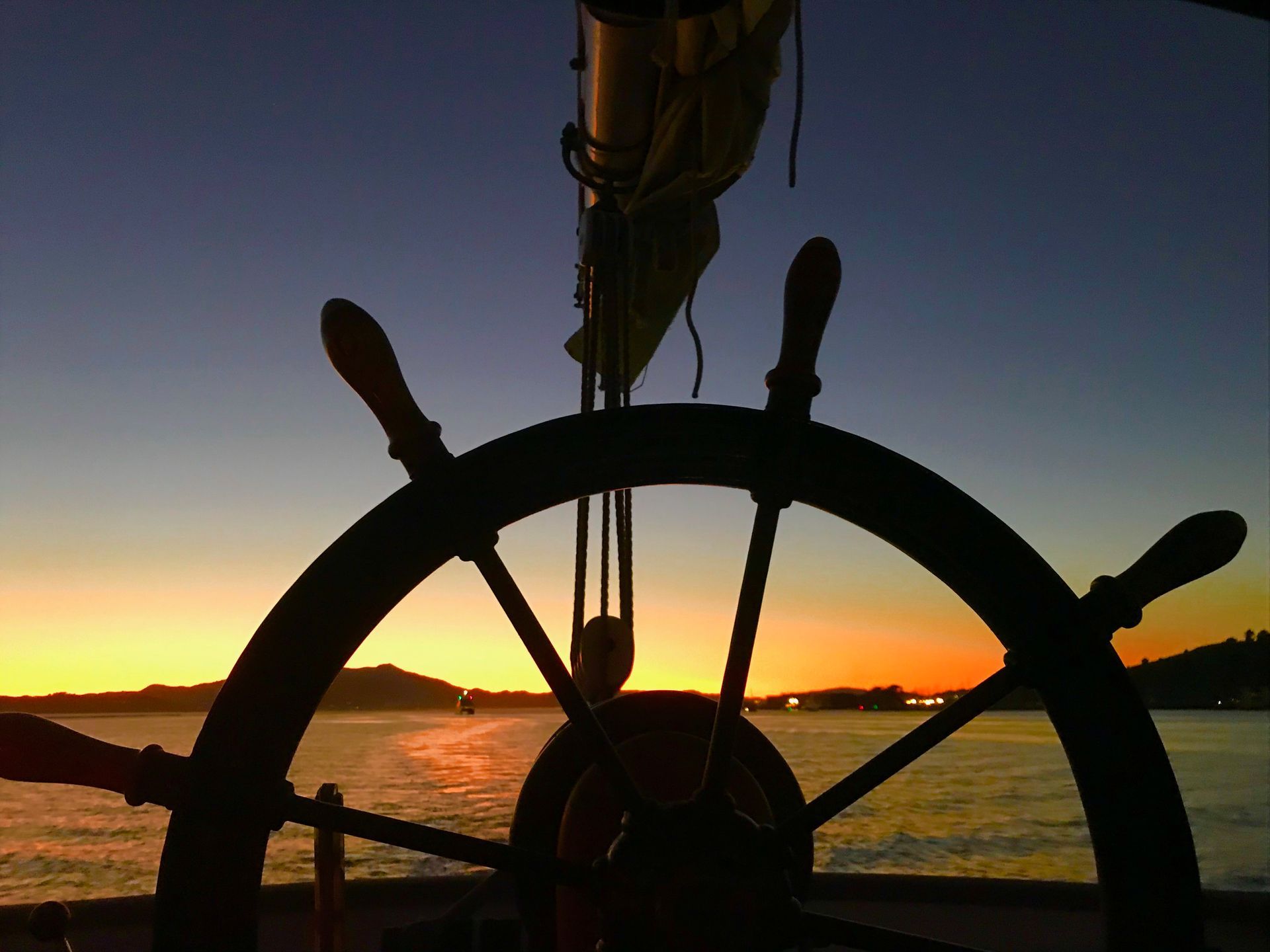 Osprey sailing at sunset, Angel island sailing