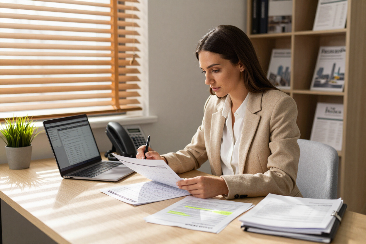 Property manager reviewing a rental application
