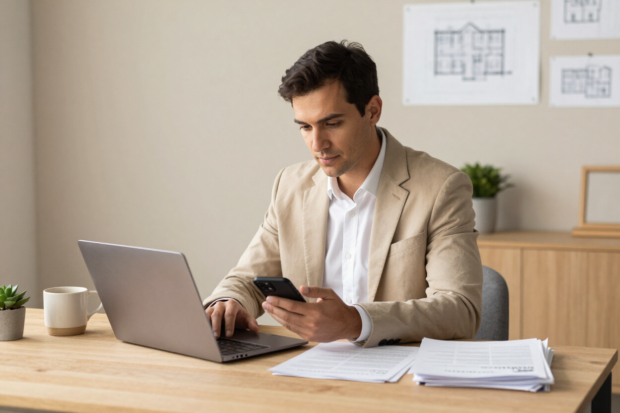 Property owner reviewing maintenance updates