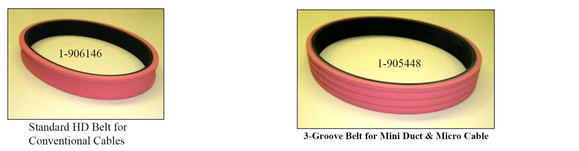 Two pictures of a red belt with a black rubber lining