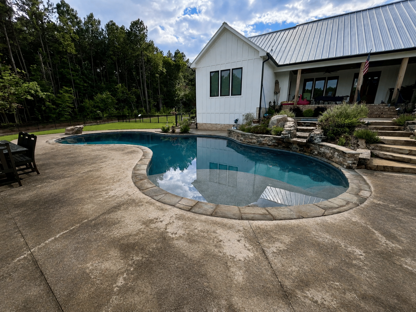 Pool deck concrete before PolyMagic decorative overlay