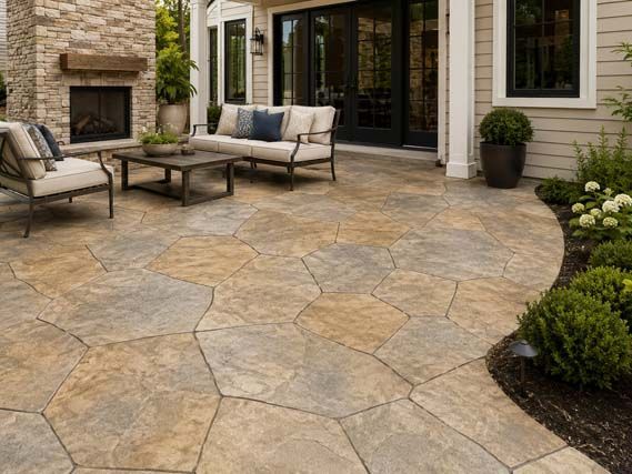 Knockdown and Stone decorative concrete overlay