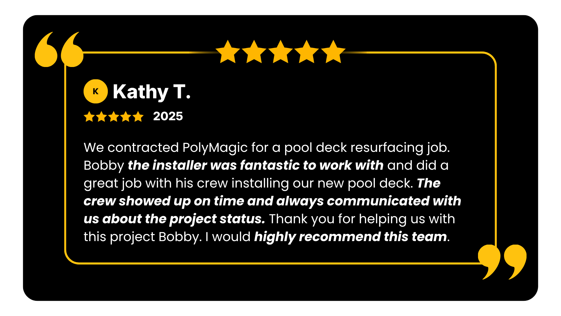 5 Star Polylifting Google Review - Jenna