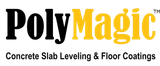 The logo for polymagic concrete slab leveling and floor coatings