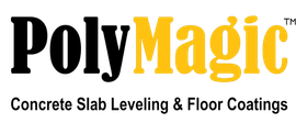 The logo for polymagic concrete slab leveling and floor coatings
