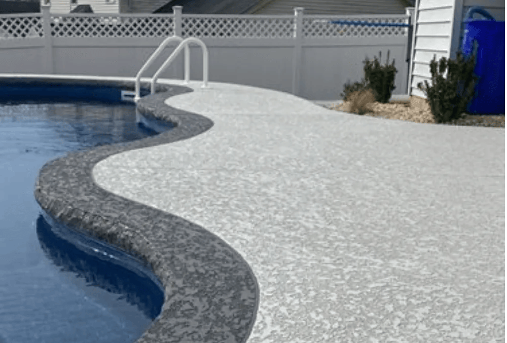 Finished decorative concrete pool deck