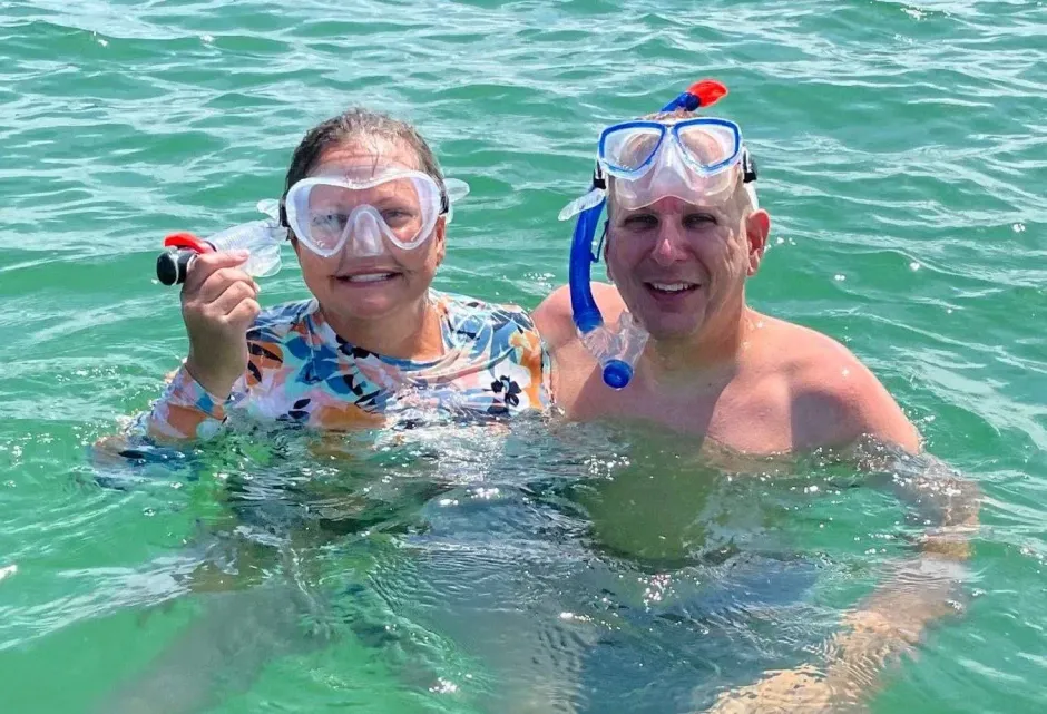 Senior couple enjoying snorkeling tour