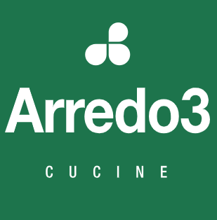 Logo Arredo3 Cucine in bianco su sfondo verde