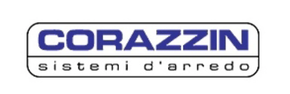 Logo CORAZZIN in blu con la scritta “sistemi d'arredo” sotto