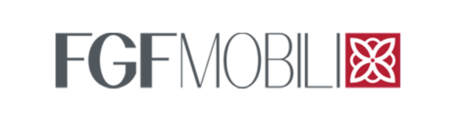 Logo FGF Mobil in grigio e rosso con un'icona quadrata rossa su sfondo bianco.