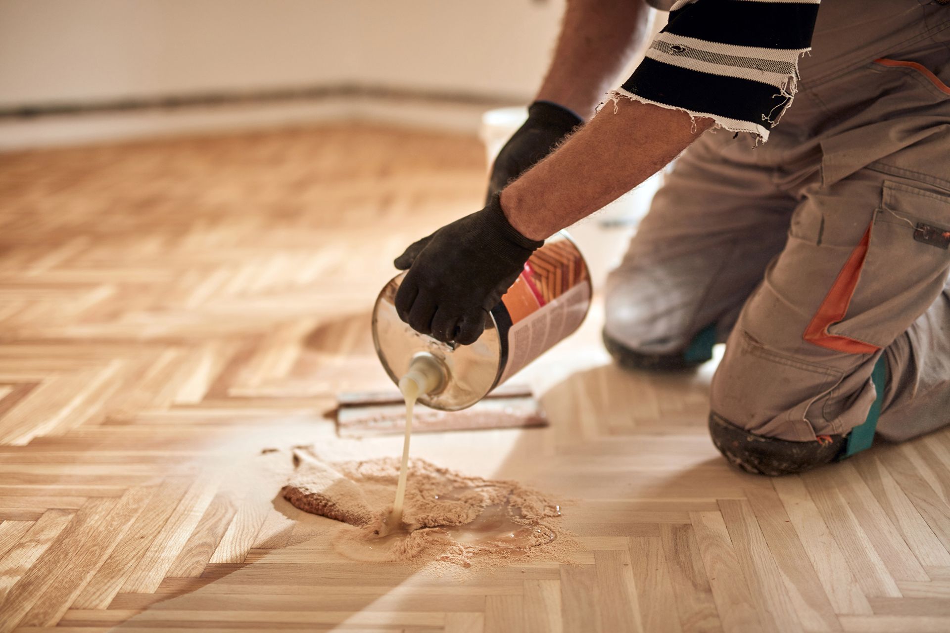 Pouring Clear Coating on Floor
