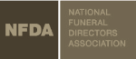 Logo of the Indiana Funeral Directors Association: FDA in bold, brown letters with a tan outline of Indiana.