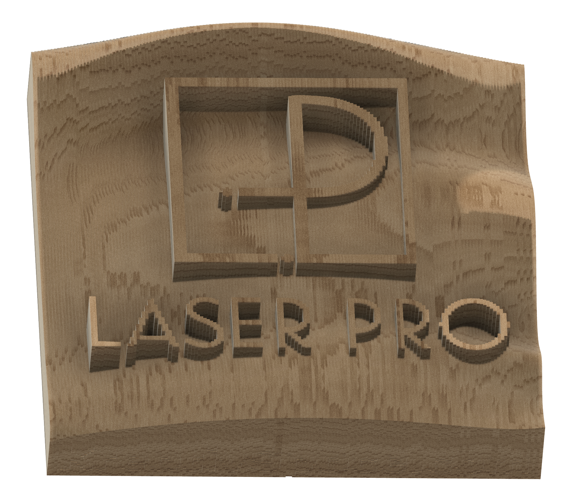 A piece of wood that says laser pro on it