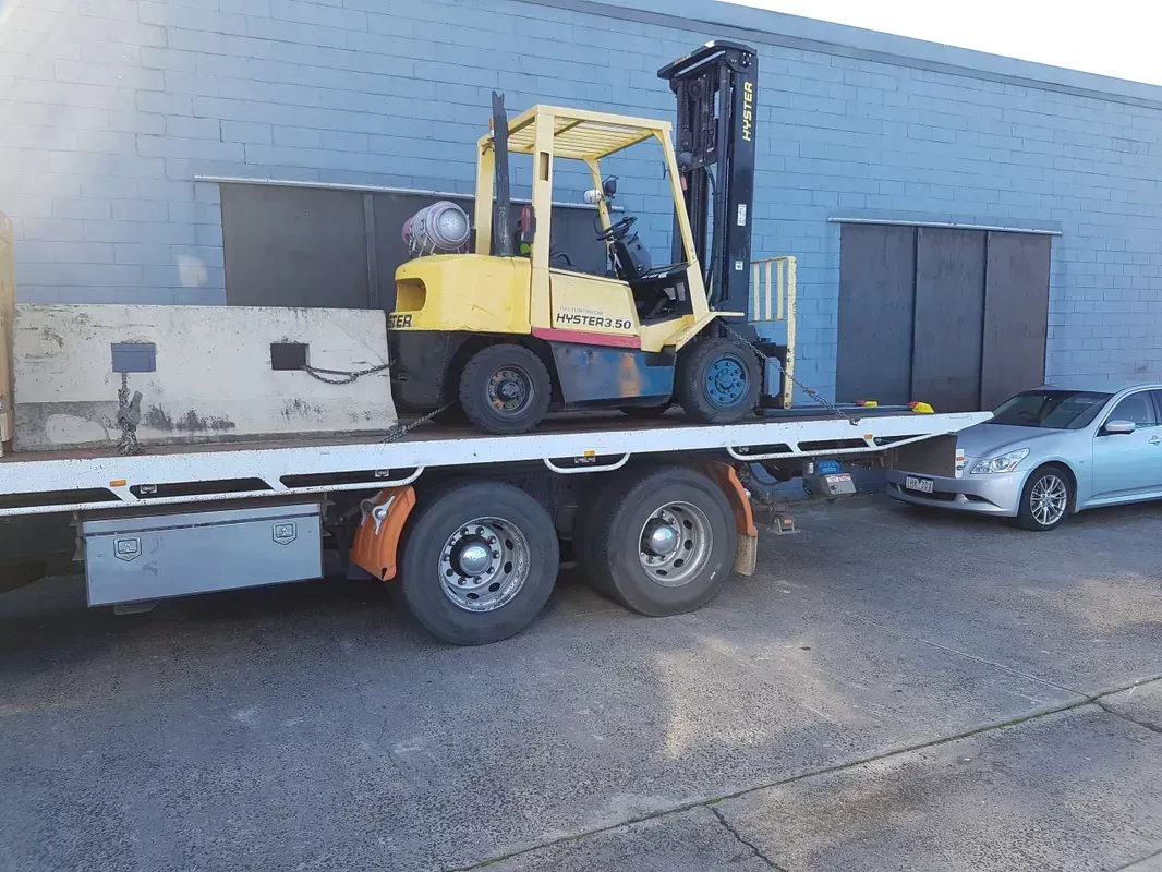 Yellow forklift at the back of a truck | Derrimut, VIC | Discount Forklifts