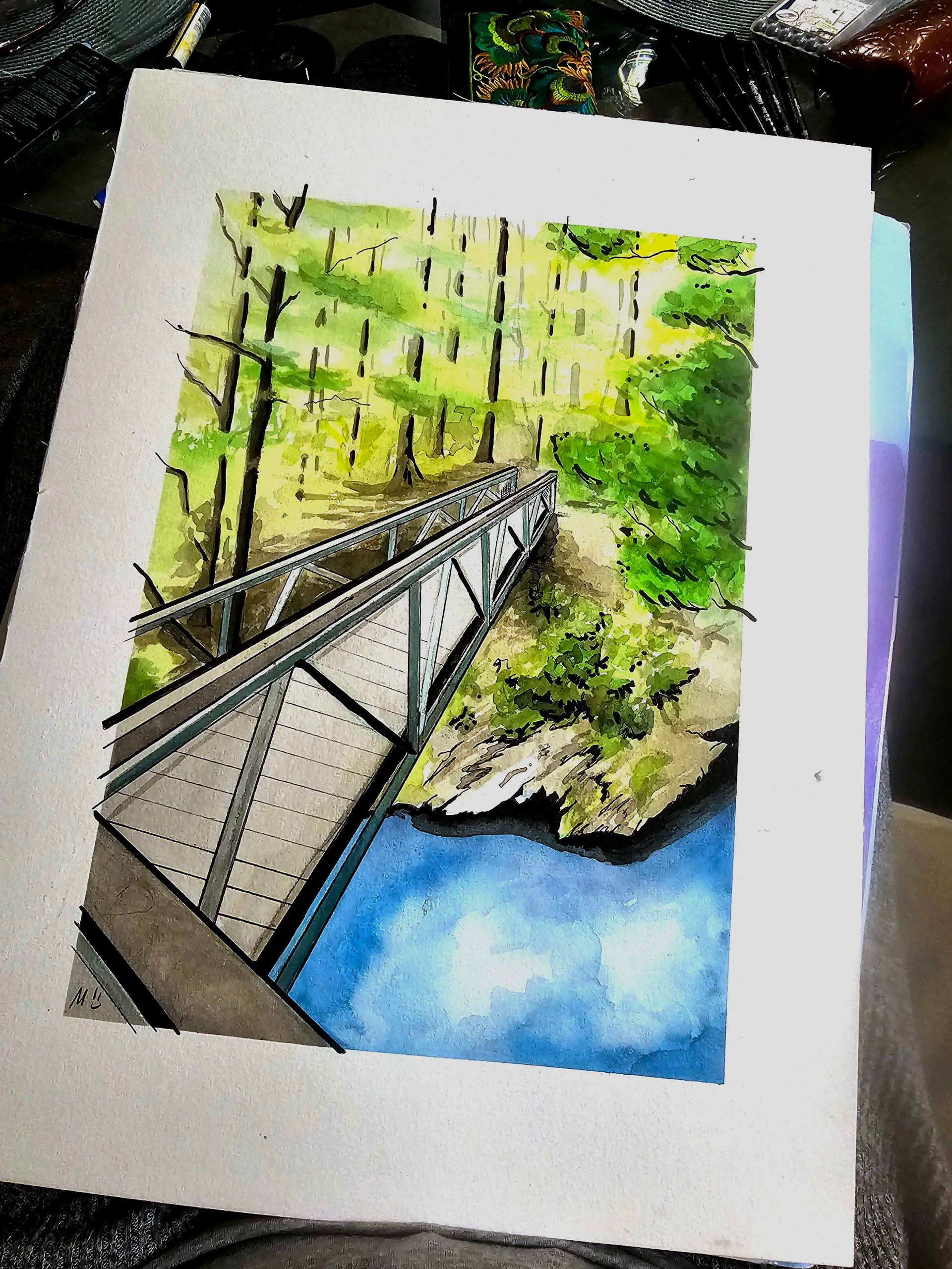 PRINT - Lake Daniell Walkway Bridge