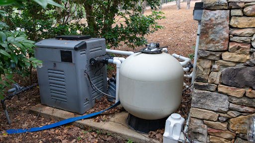 A water filtration system with multiple filters removing impurities and providing clean drinking water.