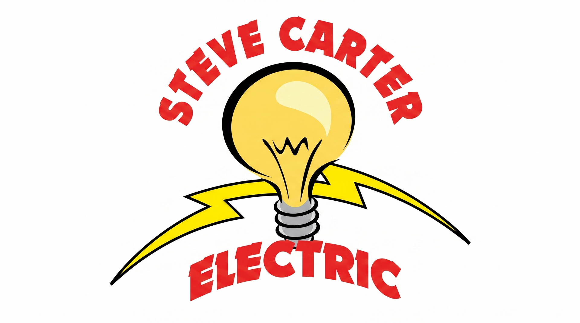 Steve Carter Electric logo with yellow lightbulb and red text on white background