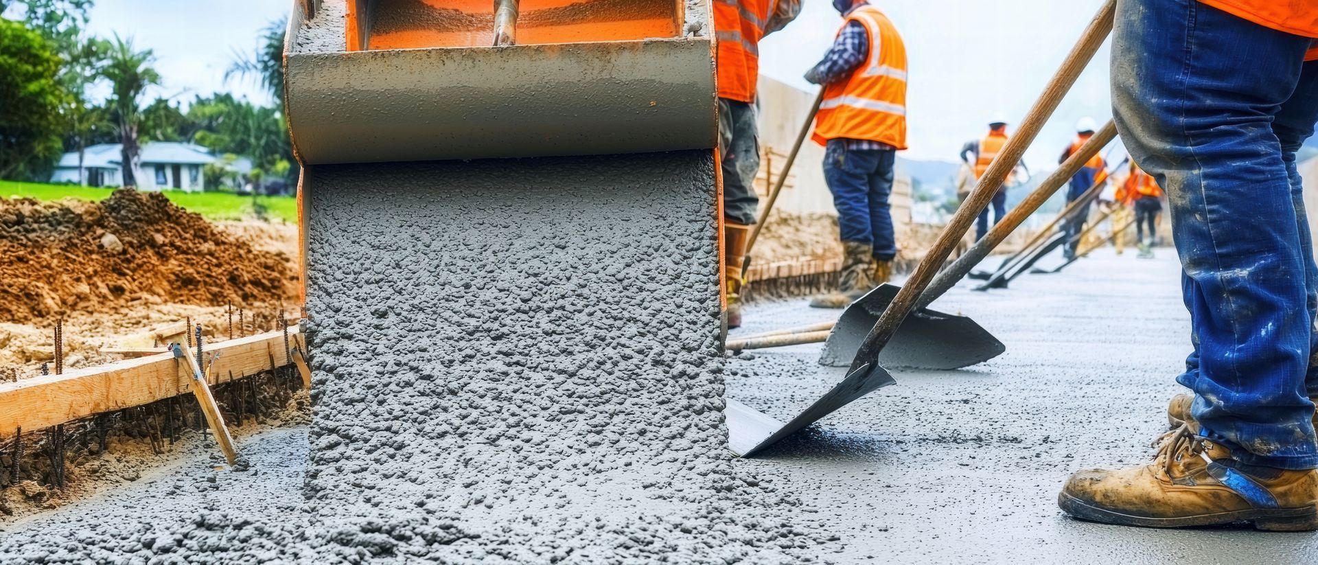 A group of construction workers are working on a road.