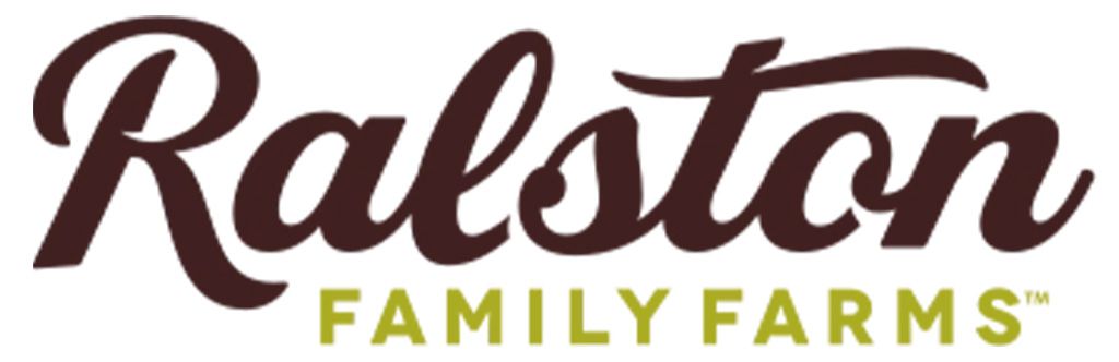 Ralston Family Farms logo in burgundy and green text