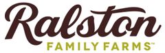 Ralston Family Farms logo in brown and green text on a white background
