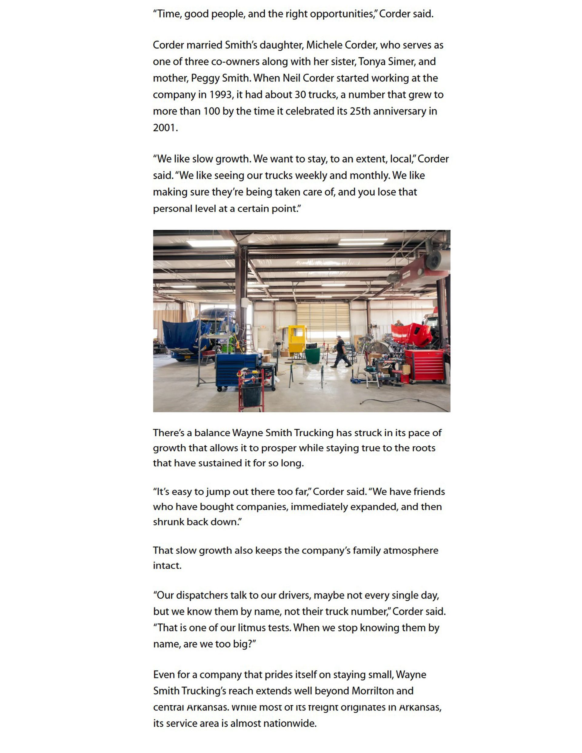 Click image to read article Wayne Smith Trucking Arkansas Trucking Report 2016