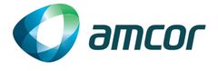 Amcor logo with blue and teal circular icon and dark gray wordmark