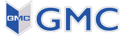 A blue and white logo for gmc on a white background