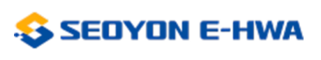 A blue and yellow logo for seoyon e-hwa