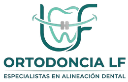 Logotipo de Ortodoncia LF en azul y gris con texto “Especialistas en alineación dental”