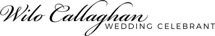 A black and white logo for wilo callaghan wedding celebrant